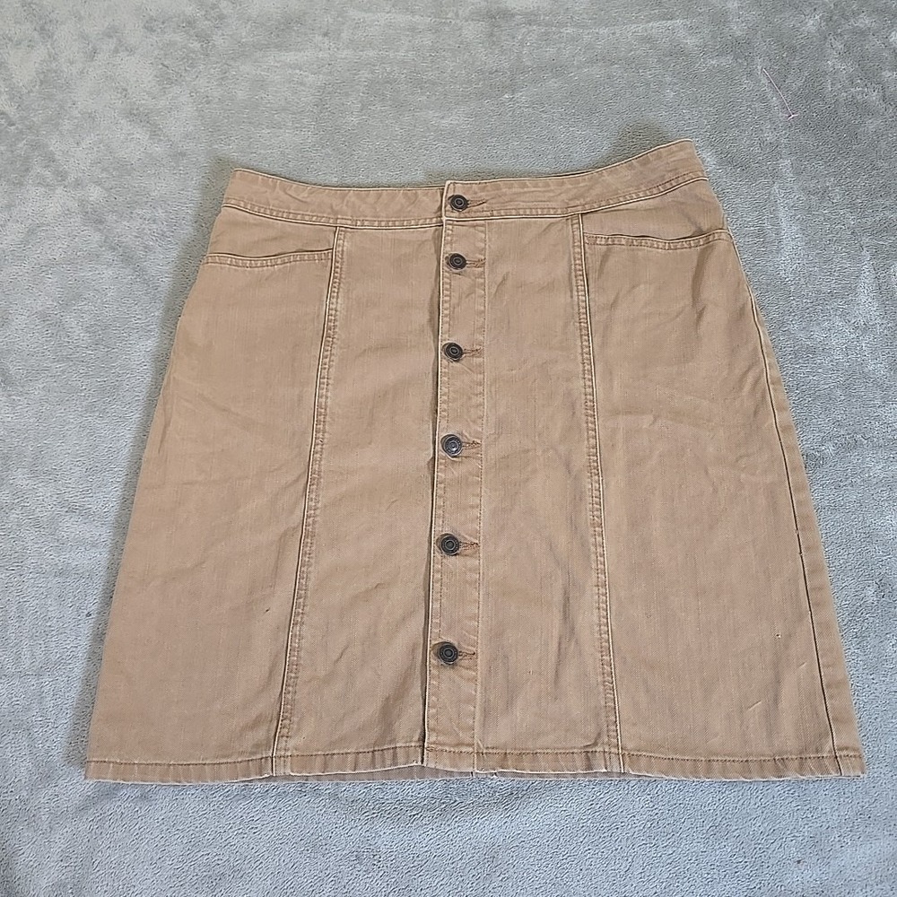 Old Navy Skirt Womens 12 Tan Jean Button Up Denim‎ Casual Normcore